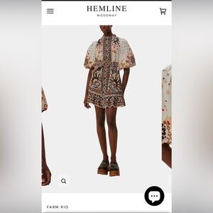 FARM RIO - Flower Fan Tapestry Off-White Mini Dress - Size Small - $99